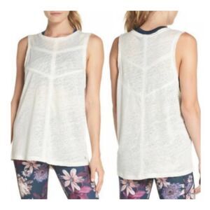 SWEATY BETTY 100% Linen Tank Cream Seams, Sz L